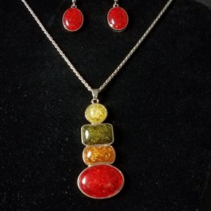 Amber necklace and earring set